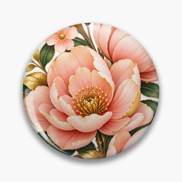 Item preview, Title: Luxury Peach Blush Floral Botanical Gold Flowers Elegant Vintage Floral Design designed and sold by CreativeNest Prints.