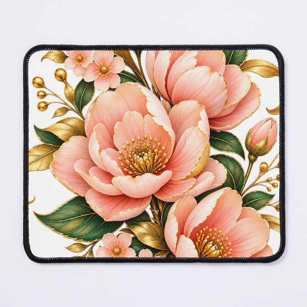 Item preview, Title: Luxury Peach Blush Floral Botanical Gold Flowers Elegant Vintage Floral Design designed and sold by CreativeNest Prints.