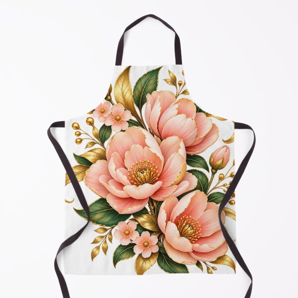 Item preview, Title: Luxury Peach Blush Floral Botanical Gold Flowers Elegant Vintage Floral Design designed and sold by CreativeNest Prints.