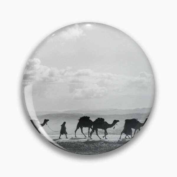 Item preview, Desert Caravan, Egyptian camel transport passing over Olivet, 1918 vintage black and white photograph designed and sold by Astrid Arkhangelsky.