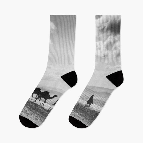 Item preview, Desert Caravan, Egyptian camel transport passing over Olivet, 1918 vintage black and white photograph designed and sold by Astrid Arkhangelsky.