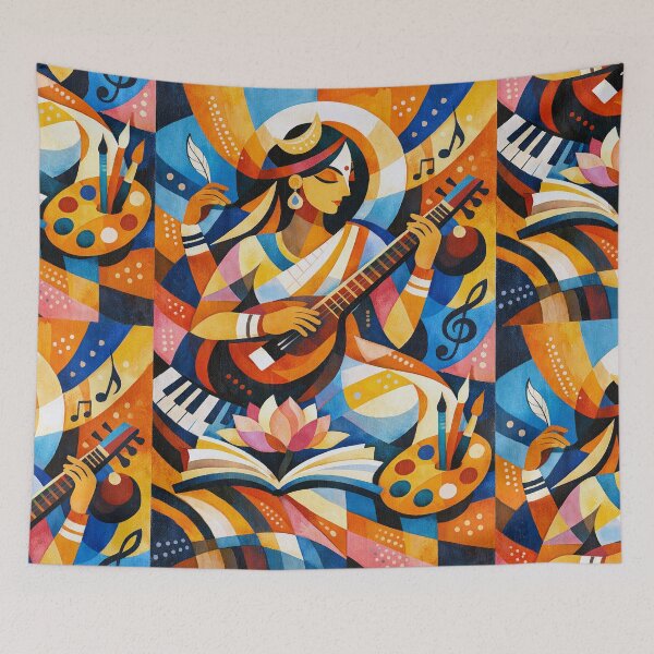 Item preview, Sarasvati illustration – Hindu Goddess of Wisdom and Knowledge designed and sold by GalleryKauffeld.
