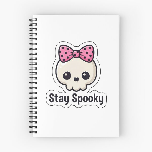 Item preview, Stay Spooky Cute Skull and Bow - Kawaii Halloween Typography Sticker designed and sold by SimpleP.