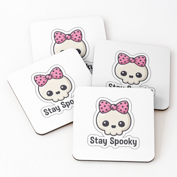 Item preview, Stay Spooky Cute Skull and Bow - Kawaii Halloween Typography Sticker designed and sold by SimpleP.