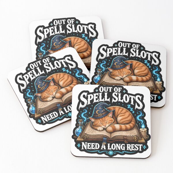Item preview, Out Of Spell Slots Need A Long Rest Wizard Cat Tabletop RPG game designed and sold by CleverRaccoon.