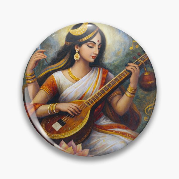 Item preview, Sarasvati painting – Hindu Goddess of Wisdom and Knowledge designed and sold by GalleryKauffeld.