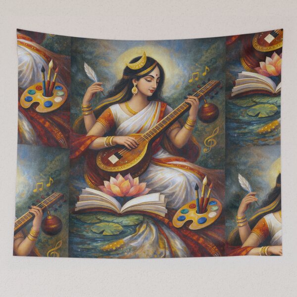 Item preview, Sarasvati painting – Hindu Goddess of Wisdom and Knowledge designed and sold by GalleryKauffeld.