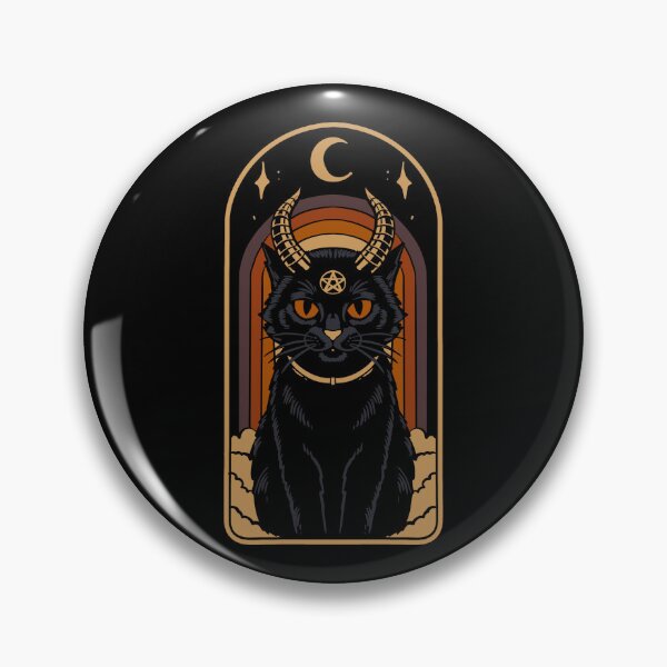 Item preview, Mystical Halloween Black Cat with Horns and Crescent Moon designed and sold by phsycartwork.