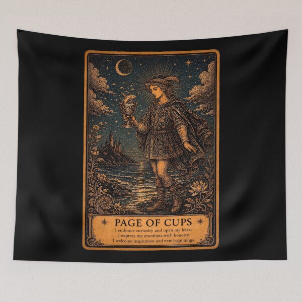 Item preview, Page of Cups Tarot Card - Intuition, Creativity & Emotional Discovery Illustration designed and sold by ArcanaAbsolute.