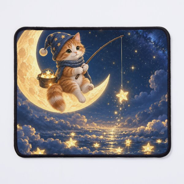 Item preview, Whimsical Cat Sitting on Moon designed and sold by ArcaneVisionArt.