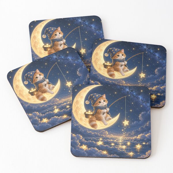 Item preview, Whimsical Cat Sitting on Moon designed and sold by ArcaneVisionArt.