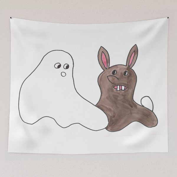 Artikelvorschau, Ghost with Rabbit - Gespenst mit Kanninchen entworfen und verkauft von Anke‘s Bazaar.