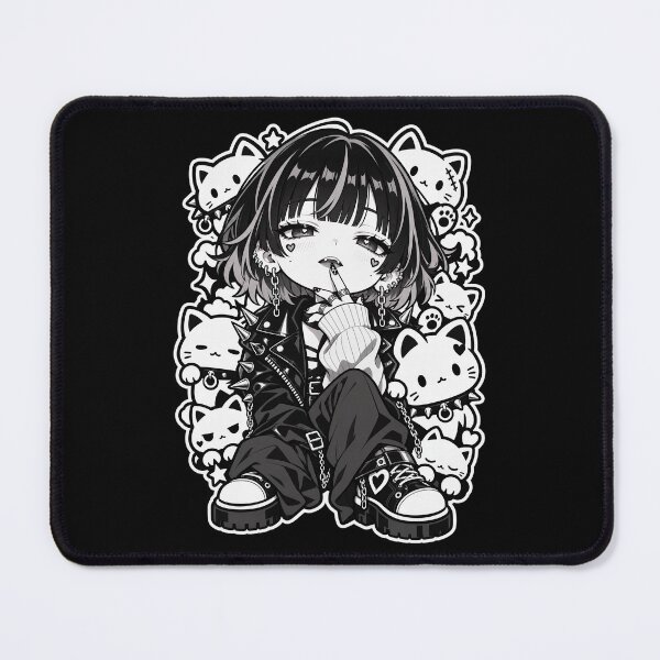 Item preview, Girl with Cats Piercings Casual Black and White designed and sold by SeoulVibeStudio.