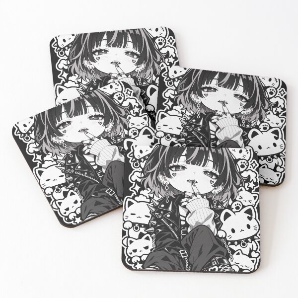 Item preview, Girl with Cats Piercings Casual Black and White designed and sold by SeoulVibeStudio.