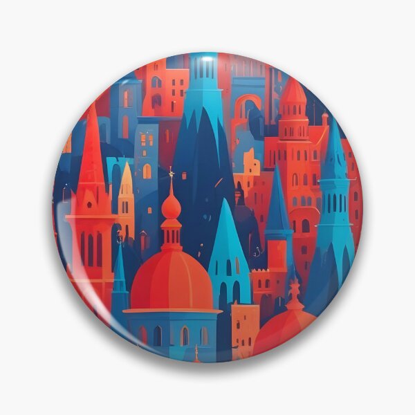 Item preview, Fairytale city in red and blue designed and sold by peterhlorenz.