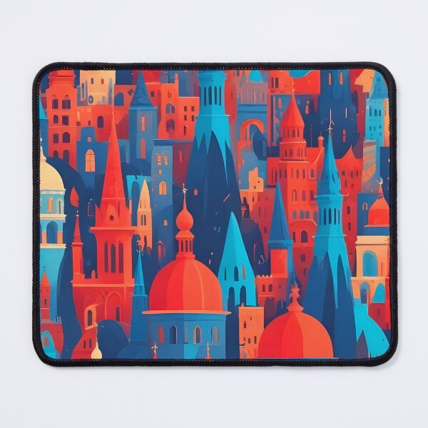 Item preview, Fairytale city in red and blue designed and sold by peterhlorenz.
