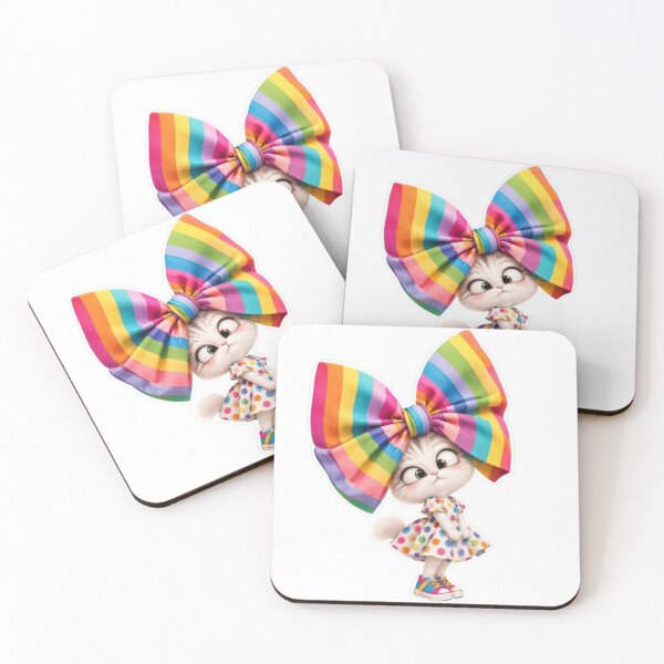 Item preview, Cat with Oversized Rainbow Bow Sticker designed and sold by Snurly.