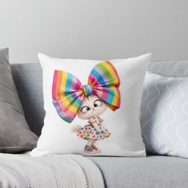 Item preview, Cat with Oversized Rainbow Bow Sticker designed and sold by Snurly.