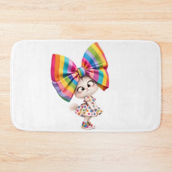 Item preview, Cat with Oversized Rainbow Bow Sticker designed and sold by Snurly.