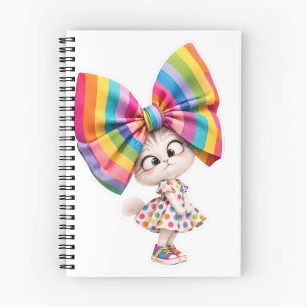 Item preview, Cat with Oversized Rainbow Bow Sticker designed and sold by Snurly.