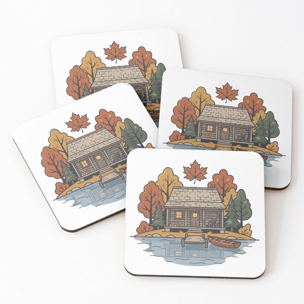 Item preview, Autumn Cabin by the Lake Cozy Nature Retro Design designed and sold by Mellow Doodle Co..