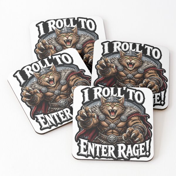 Item preview, I Roll To Enter Rage Barbarian Cat Tabletop RPG game designed and sold by CleverRaccoon.