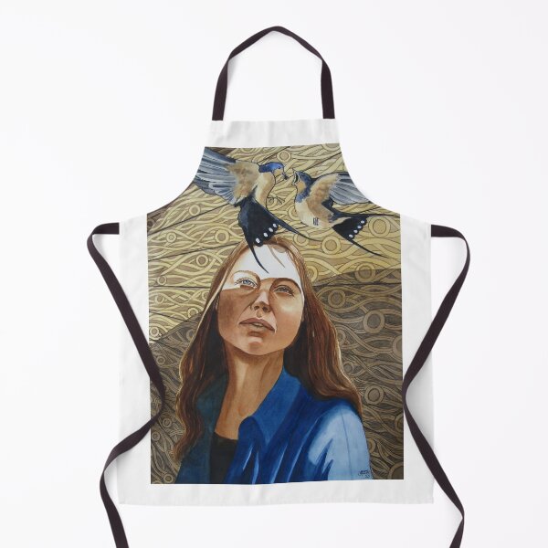Item preview, Young woman observing two barn swallows. Watercolor on 45.5x61cm paper. designed and sold by crowleyronan123.
