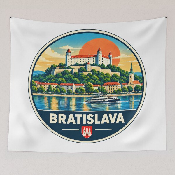 Item preview, Bratislava Slovakia Retro Travel Badge designed and sold by CLOUTKULT.