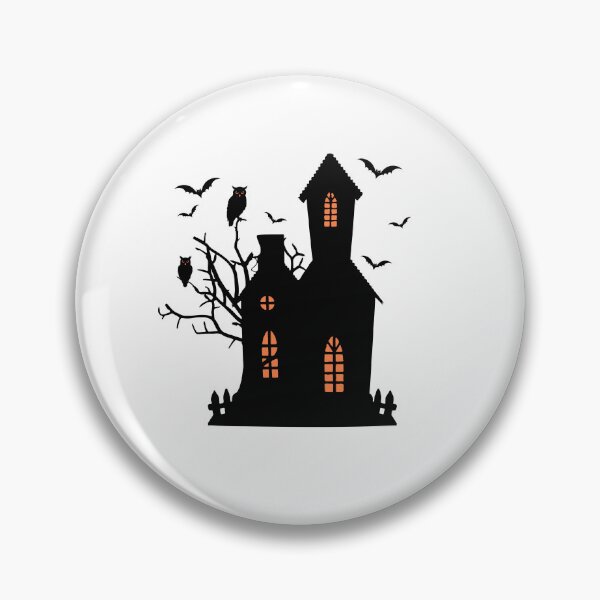 Item preview, Spooky Halloween Haunted House Silhouette with Owls and Bats designed and sold by umarajabeen.