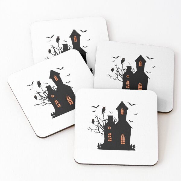 Item preview, Spooky Halloween Haunted House Silhouette with Owls and Bats designed and sold by umarajabeen.