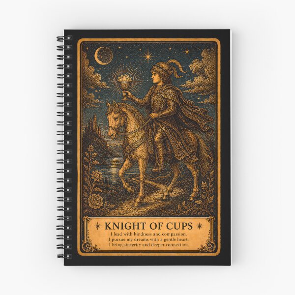 Item preview, Knight of Cups Tarot Card - Passion & Emotional Adventure Illustration designed and sold by ArcanaAbsolute.