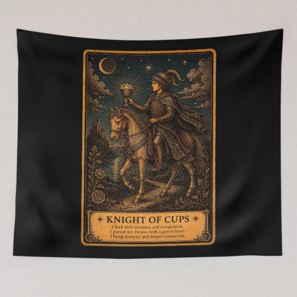 Item preview, Knight of Cups Tarot Card - Passion & Emotional Adventure Illustration designed and sold by ArcanaAbsolute.