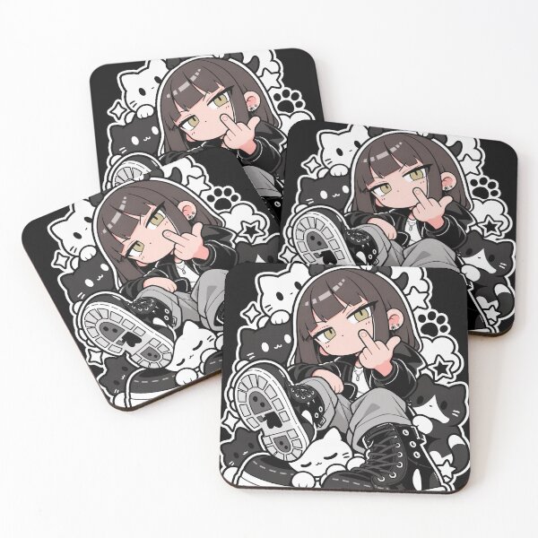 Item preview, Young Woman Black Boots Surrounded by Cats designed and sold by SeoulVibeStudio.