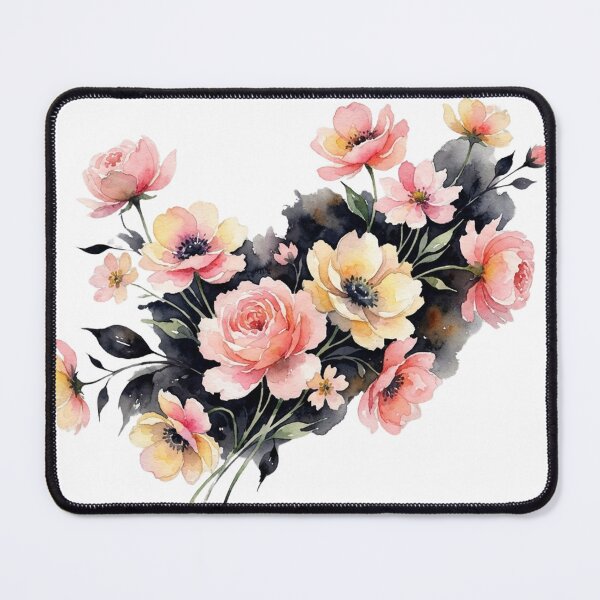 Item preview, Elegance in Contrast – Soft Pink and Yellow Watercolor Floral Bouquet Design designed and sold by CreativeNest Prints.