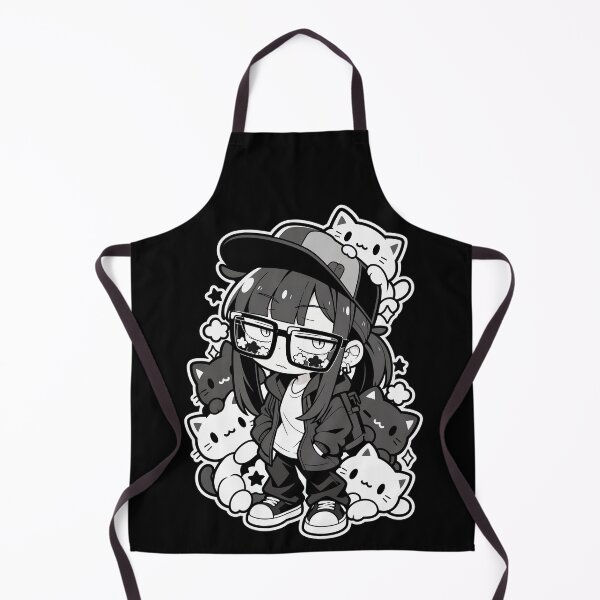 Item preview, Girl with Cats Graphic Illustration Black and White designed and sold by SeoulVibeStudio.
