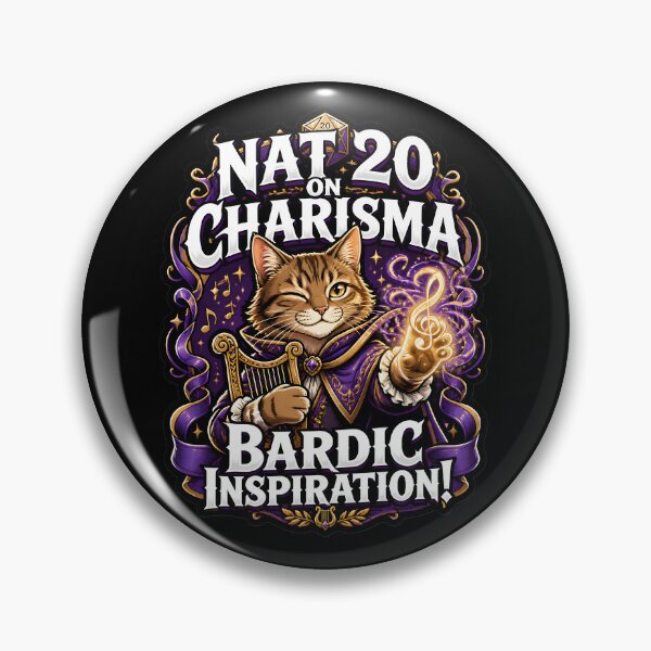 Item preview, Nat 20 On Charisma Bardic Inspiration Cat Tabletop RPG game designed and sold by CleverRaccoon.