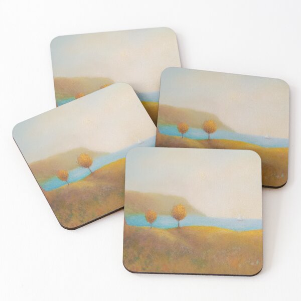 Item preview, Golden Hills and Sailboat Original Impressionist Painting designed and sold by CalmiSpace.