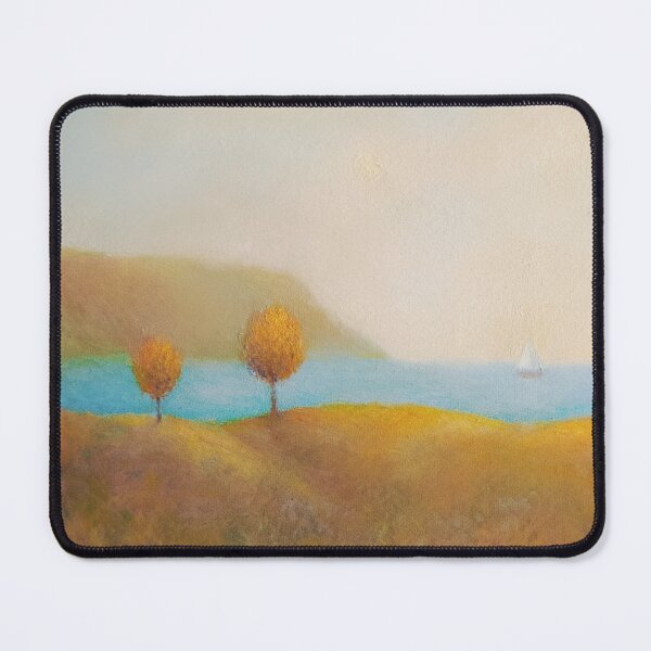 Item preview, Golden Hills and Sailboat Original Impressionist Painting designed and sold by CalmiSpace.