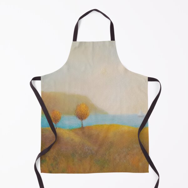 Item preview, Golden Hills and Sailboat Original Impressionist Painting designed and sold by CalmiSpace.