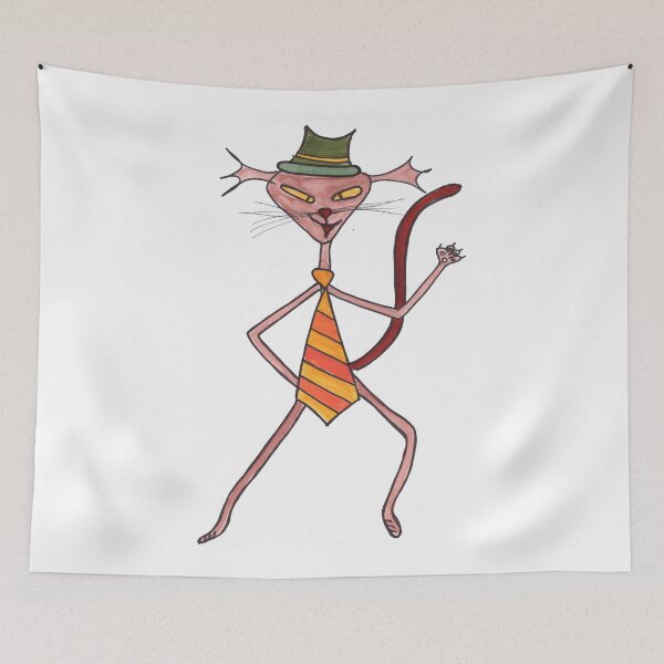 Item preview, Alien Cat with yellow striped Tie designed and sold by Anke‘s Bazaar.