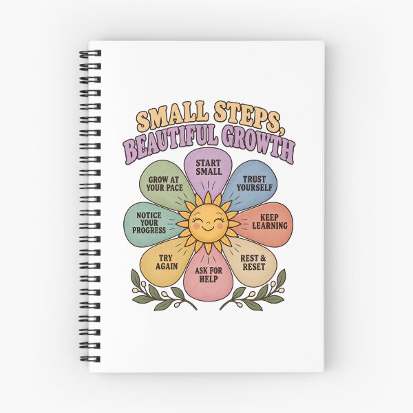 Item preview, T-shirt rétro "Small Steps, Beautiful Growth" – Design marguerite de positivité, santé mentale et motivation designed and sold by NinaCreator.