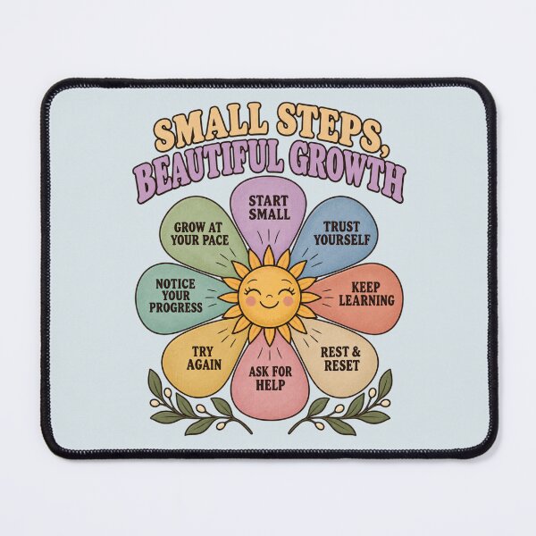 Item preview, T-shirt rétro "Small Steps, Beautiful Growth" – Design marguerite de positivité, santé mentale et motivation designed and sold by NinaCreator.