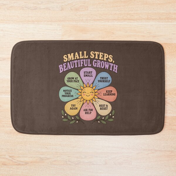 Item preview, T-shirt rétro "Small Steps, Beautiful Growth" – Design marguerite de positivité, santé mentale et motivation designed and sold by NinaCreator.