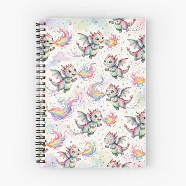 Item preview, Cute Pastel Rainbow Dragons Seamless Pattern | Watercolor Baby Dragon Design designed and sold by dalilashops.