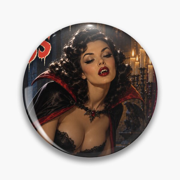 Item preview, The Vampire’s Kiss | Retro Gothic Horror Pin-Up designed and sold by MissSaylor.