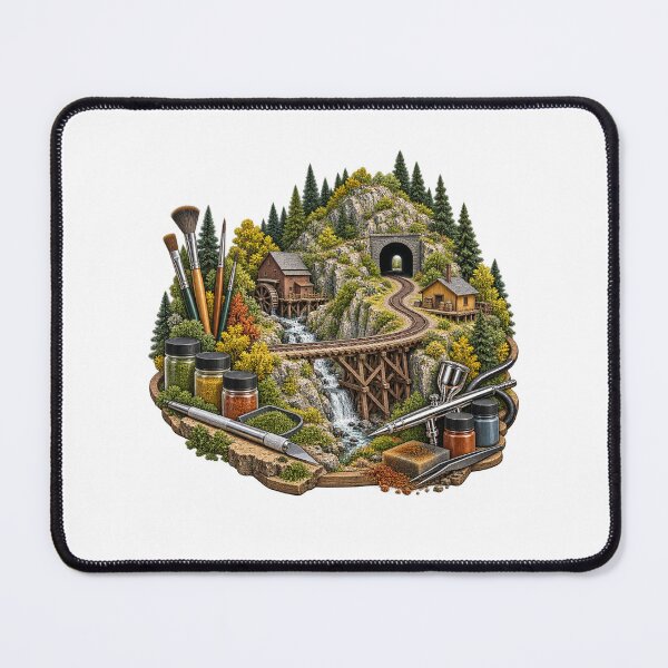Item preview, Detailed Model Railroad Layout – Scenery Builder Workshop Art designed and sold by UrbanCanvvas.