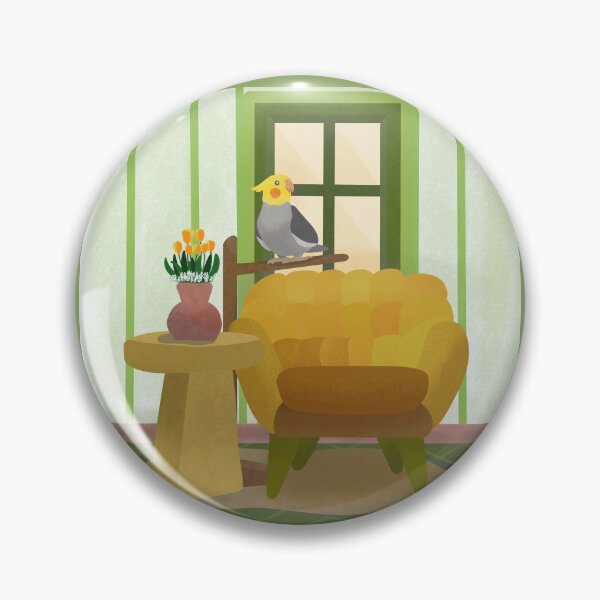 Item preview, Illustration of a Cockatiel in the living room designed and sold by FandomizedRose.