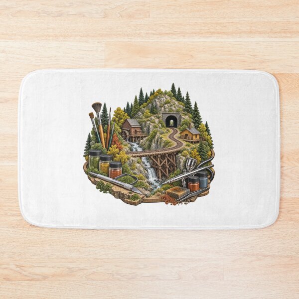 Item preview, Detailed Model Railroad Layout – Scenery Builder Workshop Art designed and sold by UrbanCanvvas.