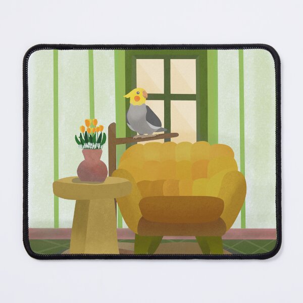 Item preview, Illustration of a Cockatiel in the living room designed and sold by FandomizedRose.