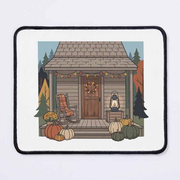 Item preview, Cozy Autumn Porch with Pumpkins and Rocking Chair designed and sold by Mellow Doodle Co..